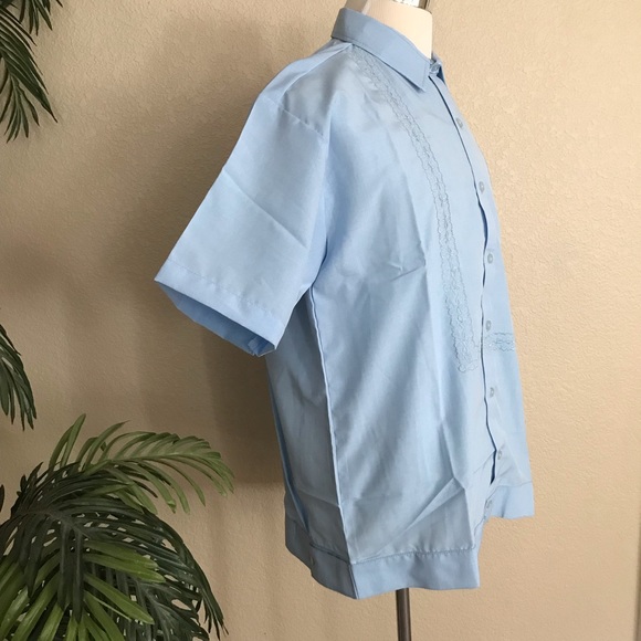 SALE❣️Powder Blue Polo Jack Hugo Short sleeves Barong Tagalog in size 2X - Picture 5 of 6